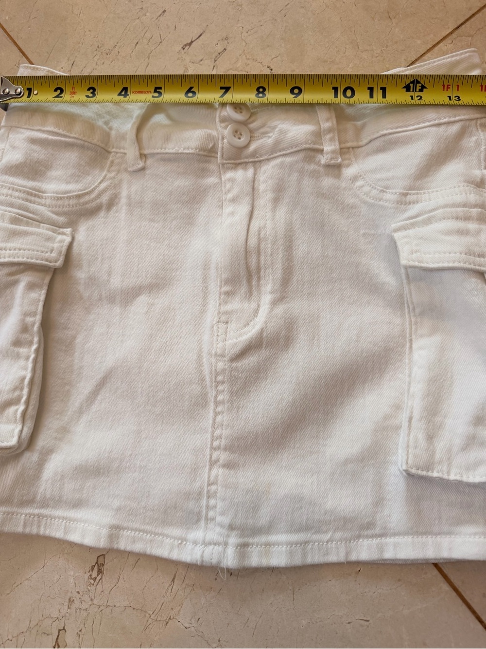 White Cargo Pocket Mini Skirt - Women's Casual High-Waist Style - Picture 10 of 11